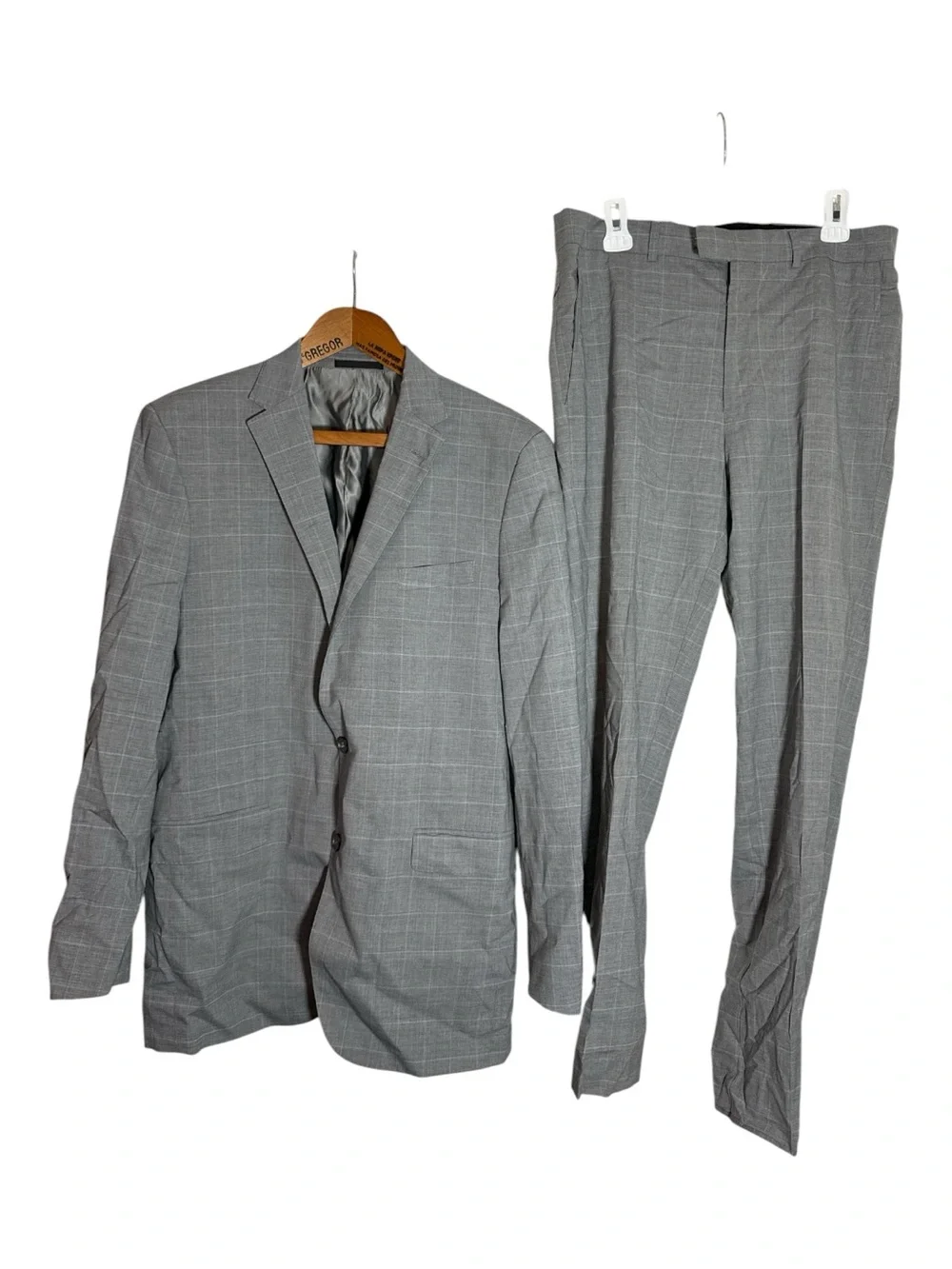 Kenneth Cole Men's Gray Suit Jacket 42L 35X29 Dress Pants